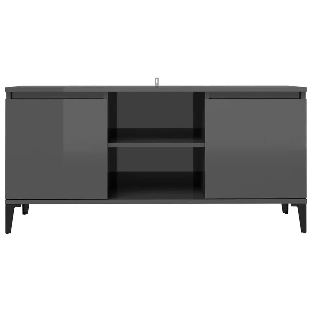 TV Cabinet with Metal Legs High Gloss Grey 103.5x35x50 cm 805976