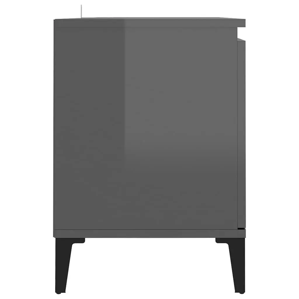 TV Cabinet with Metal Legs High Gloss Grey 103.5x35x50 cm 805976