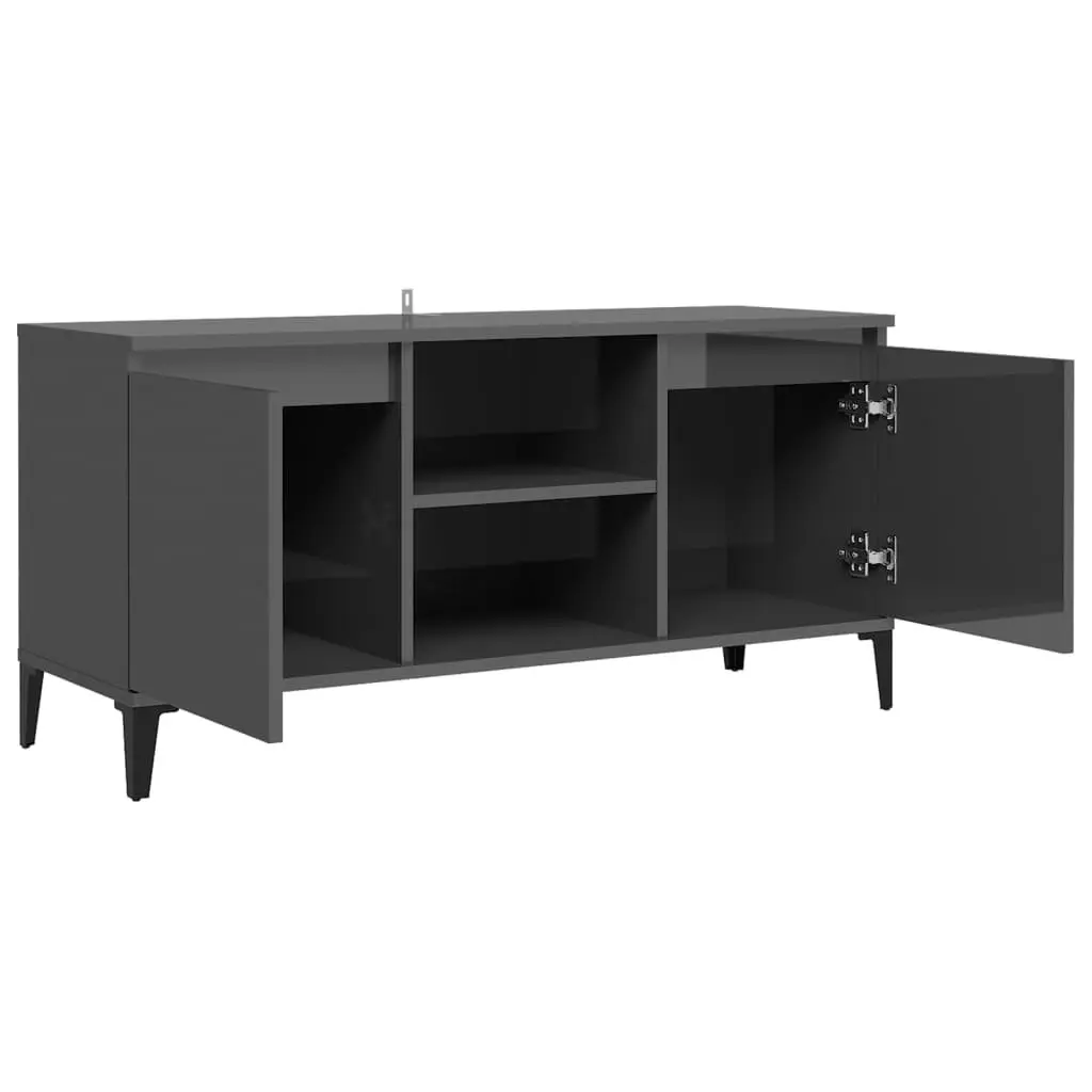 TV Cabinet with Metal Legs High Gloss Grey 103.5x35x50 cm 805976