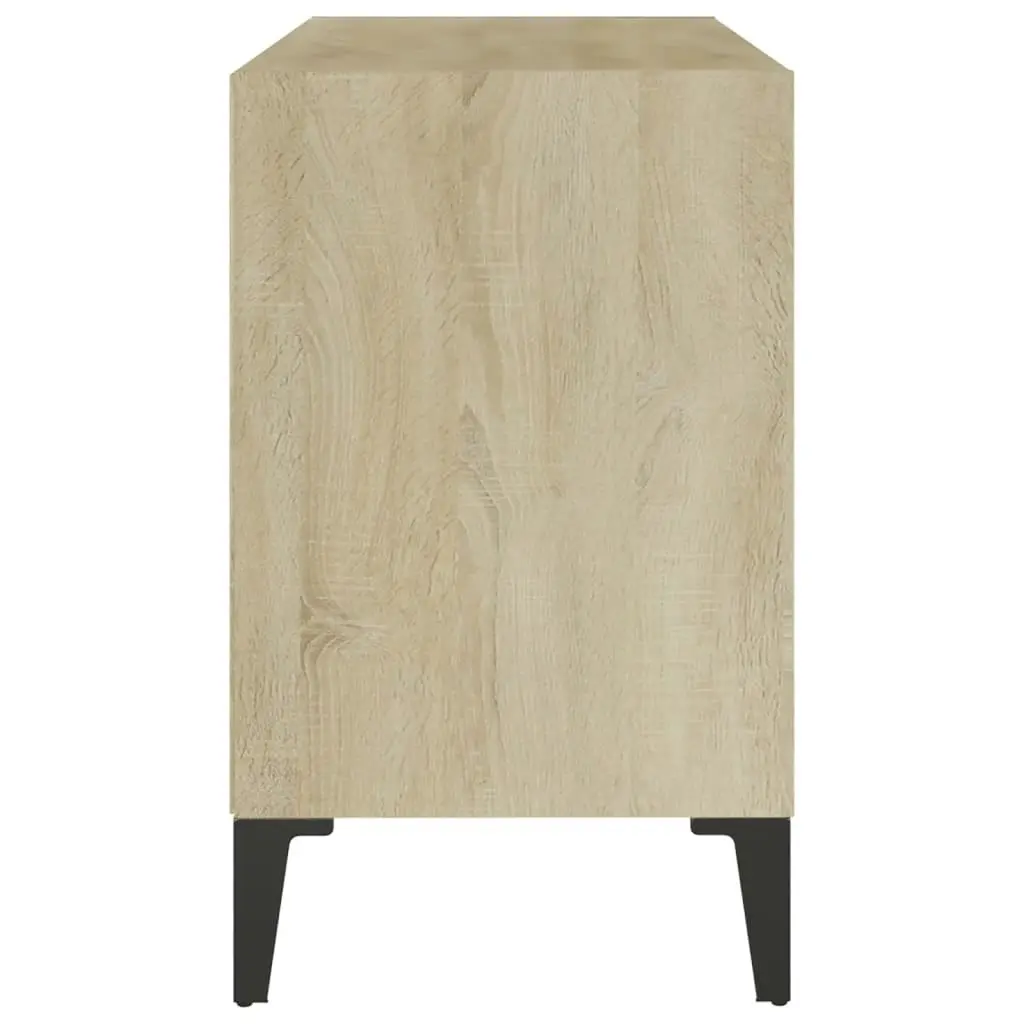 TV Cabinet with Metal Legs White and Sonoma Oak 69.5x30x50 cm 805937