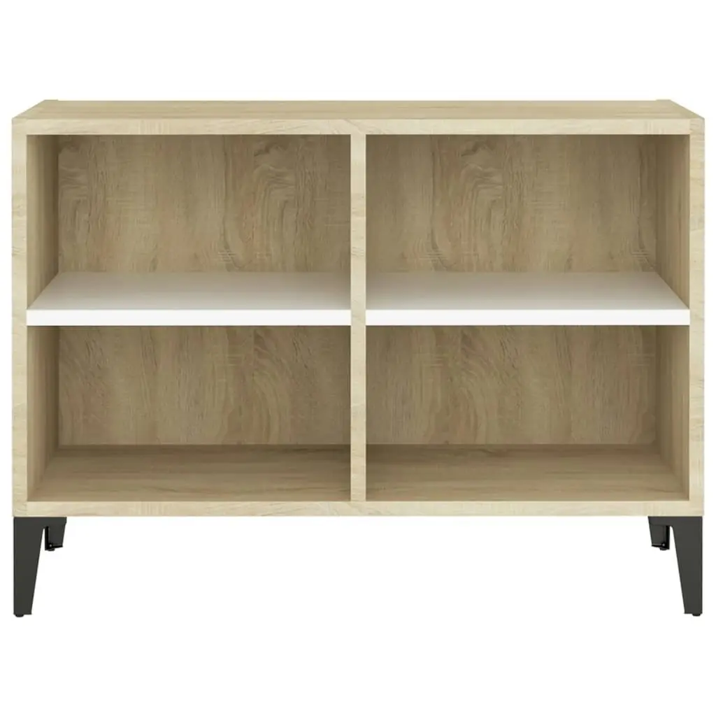 TV Cabinet with Metal Legs White and Sonoma Oak 69.5x30x50 cm 805937