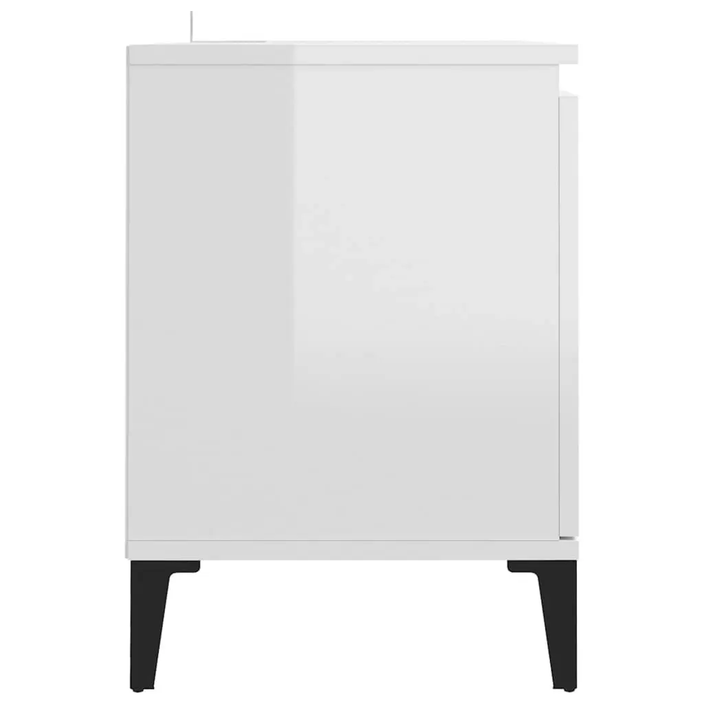 TV Cabinet with Metal Legs High Gloss White 103.5x35x50 cm 805974