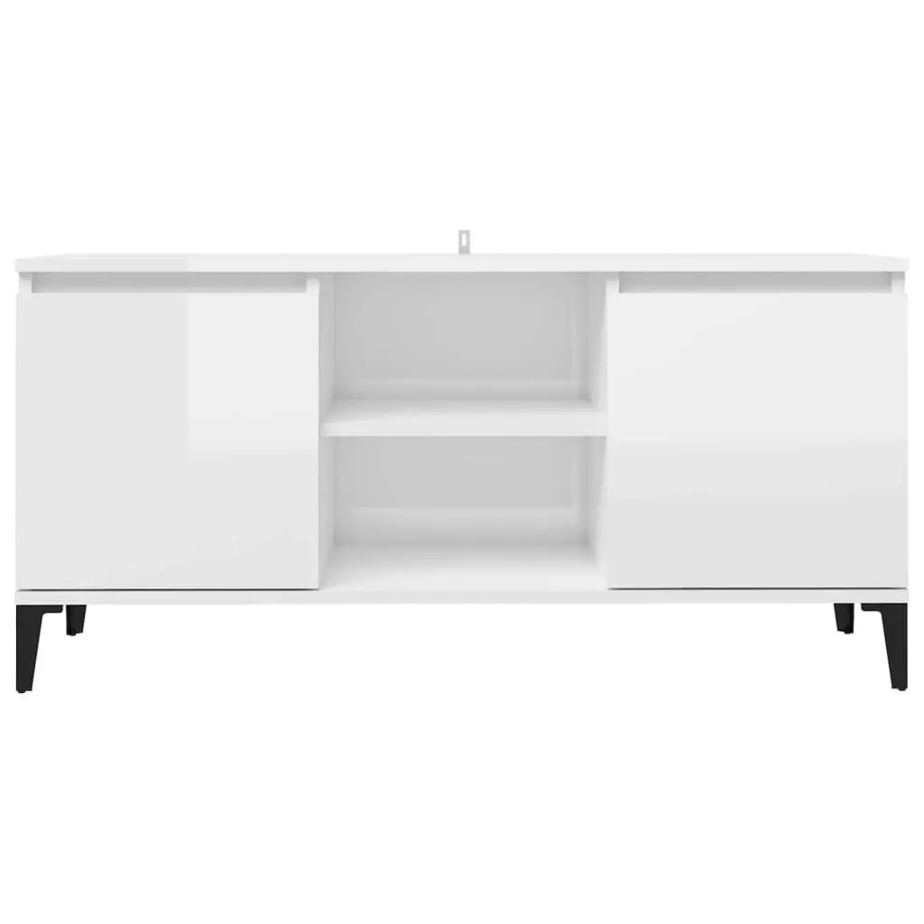 TV Cabinet with Metal Legs High Gloss White 103.5x35x50 cm 805974