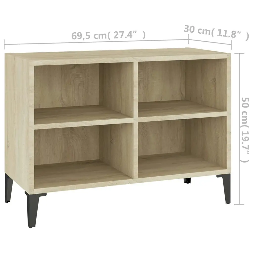 TV Cabinet with Metal Legs Sonoma Oak 69.5x30x50 cm 805935