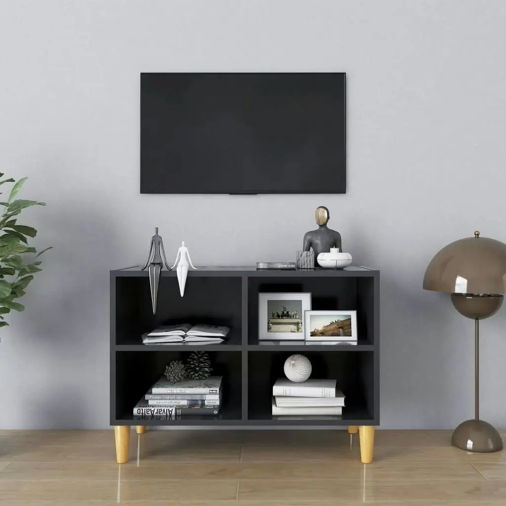 TV Cabinet with Solid Wood Legs Grey 69.5x30x50 cm 805925