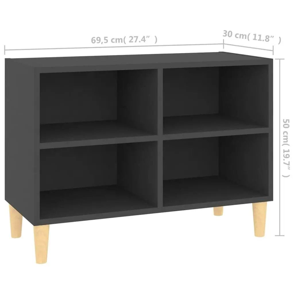 TV Cabinet with Solid Wood Legs Grey 69.5x30x50 cm 805925