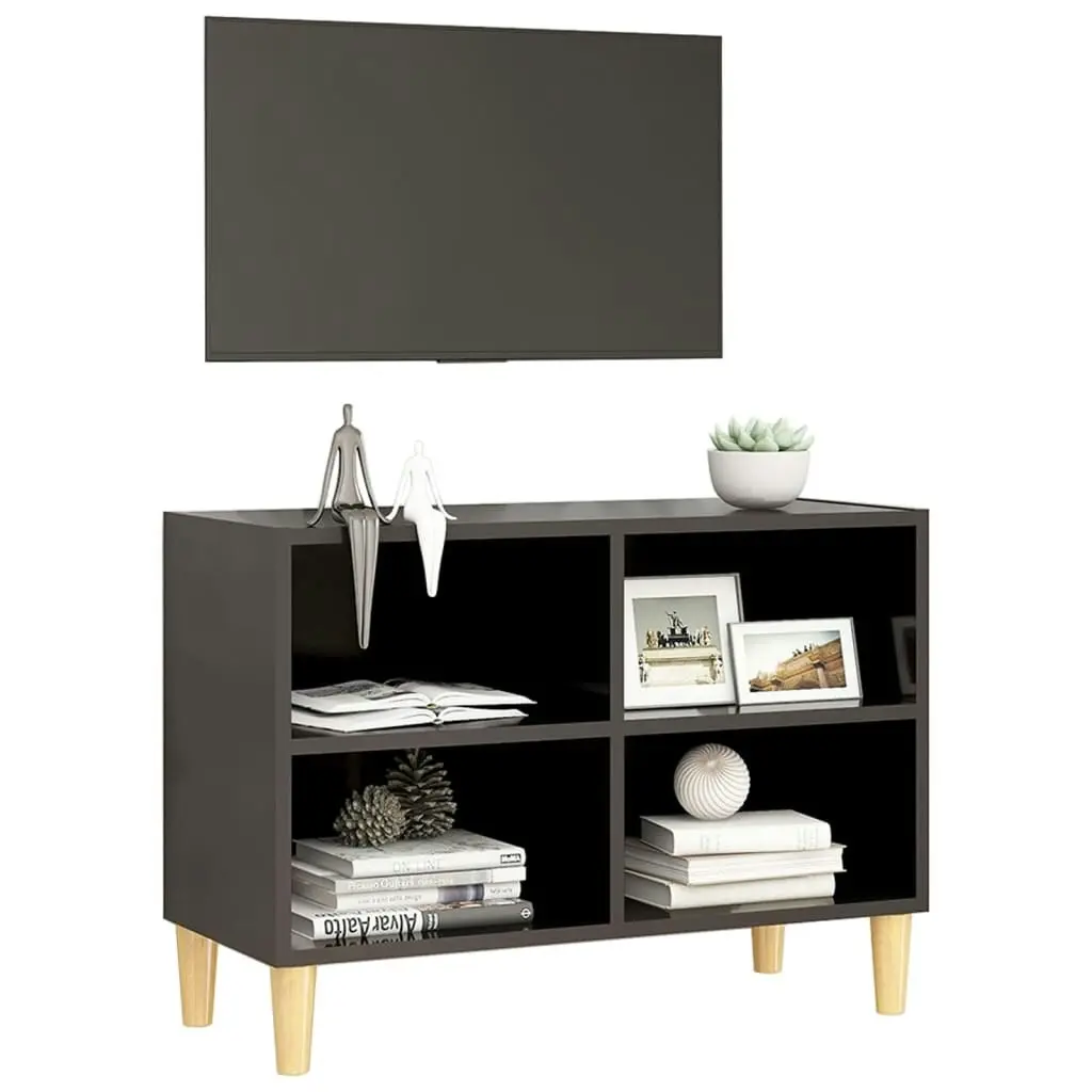 TV Cabinet with Solid Wood Legs Grey 69.5x30x50 cm 805925