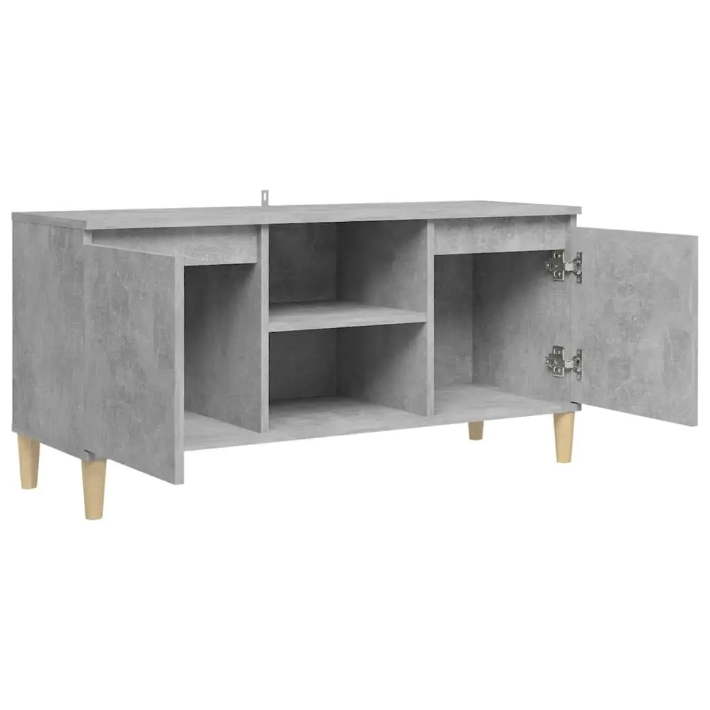 TV Cabinet with Solid Wood Legs Concrete Grey 103.5x35x50 cm 805963