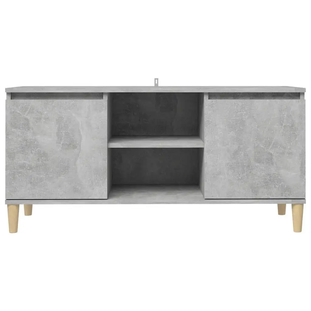 TV Cabinet with Solid Wood Legs Concrete Grey 103.5x35x50 cm 805963