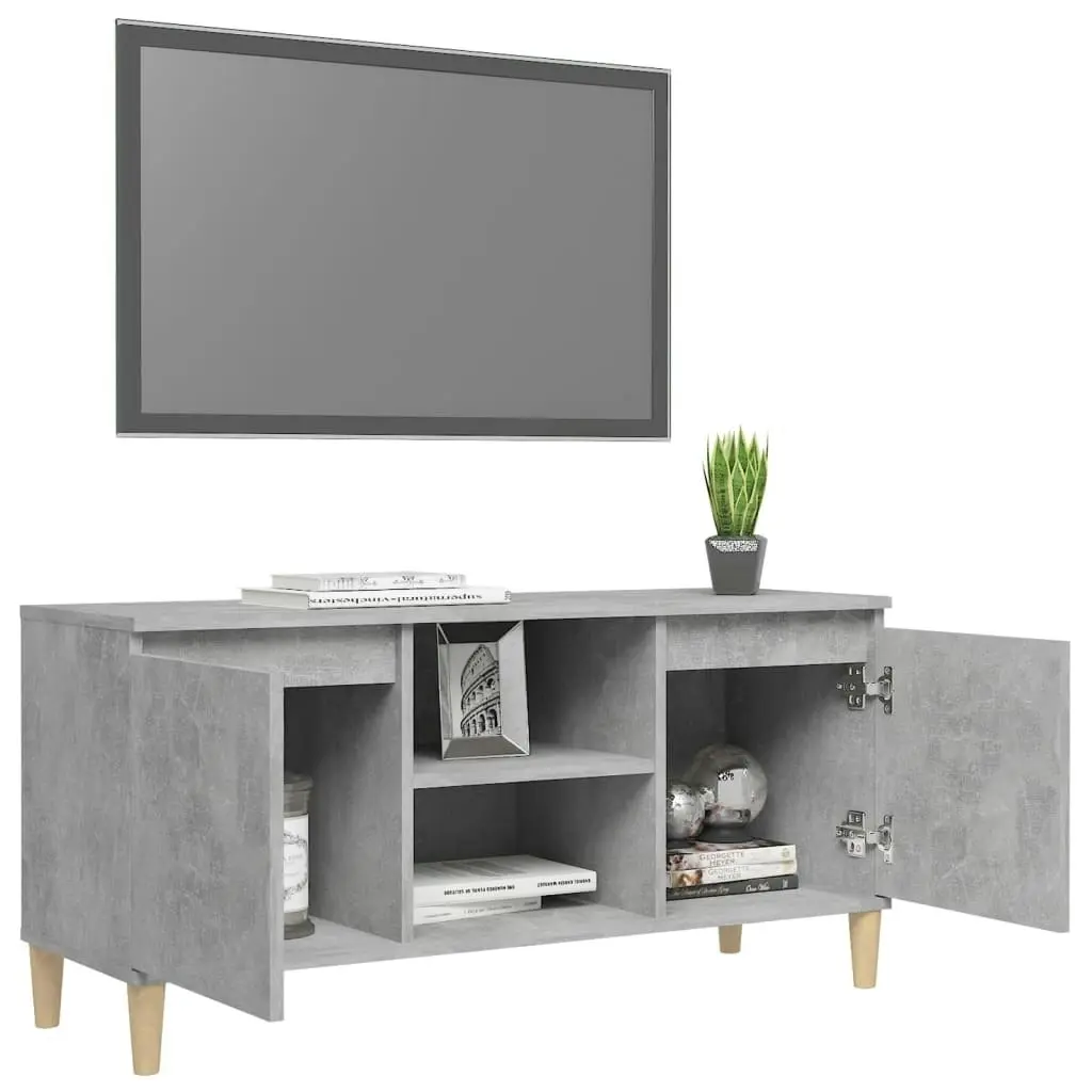 TV Cabinet with Solid Wood Legs Concrete Grey 103.5x35x50 cm 805963