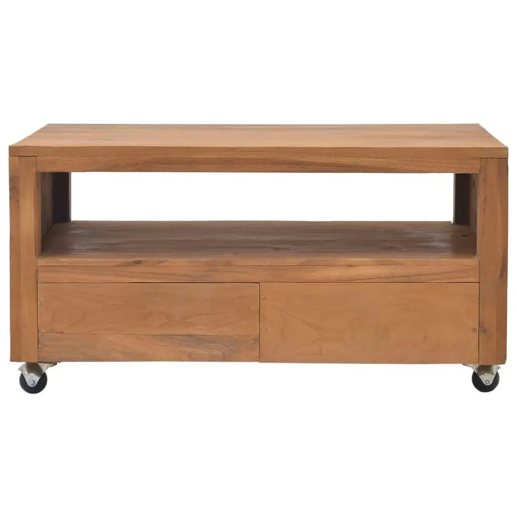 TV Cabinet with Wheels 80x50x42 cm Solid Teak Wood 326130