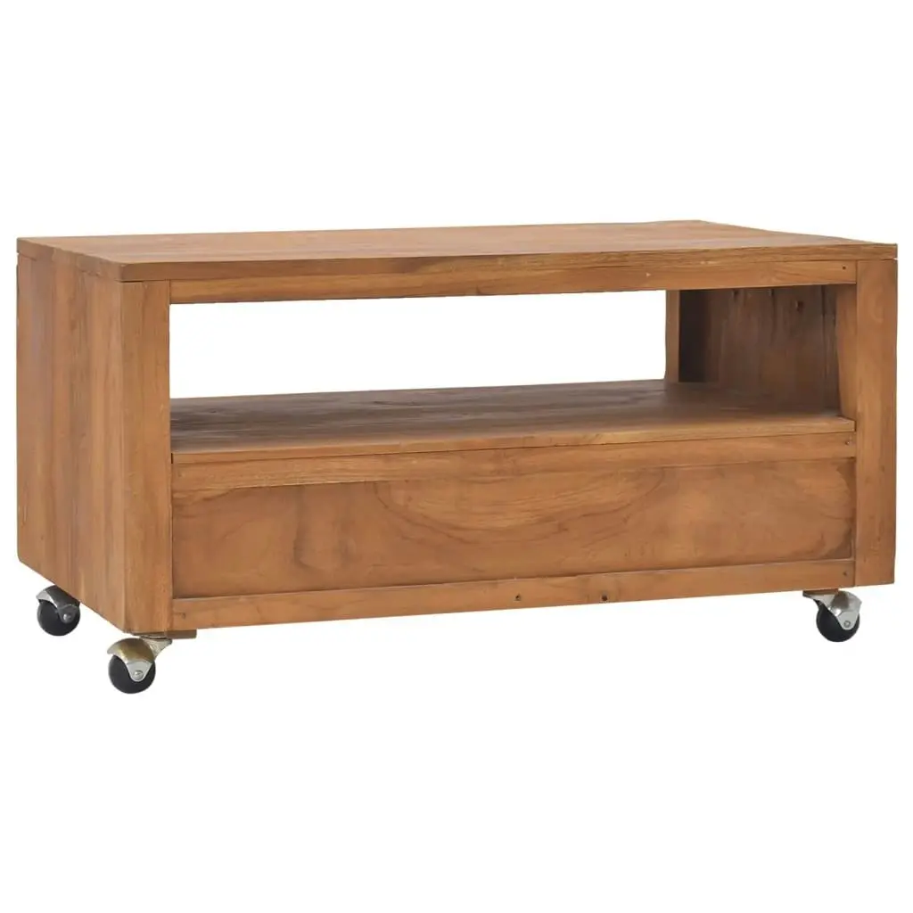 TV Cabinet with Wheels 80x50x42 cm Solid Teak Wood 326130