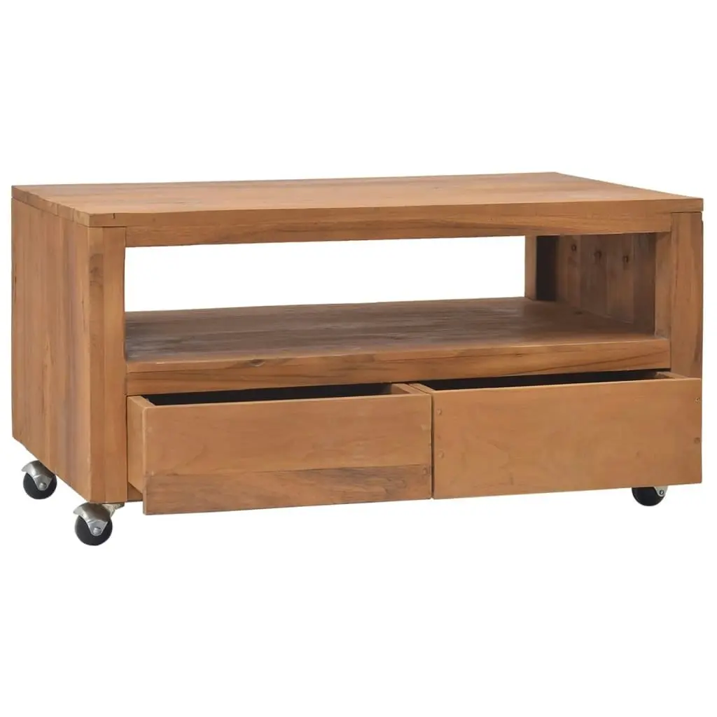 TV Cabinet with Wheels 80x50x42 cm Solid Teak Wood 326130