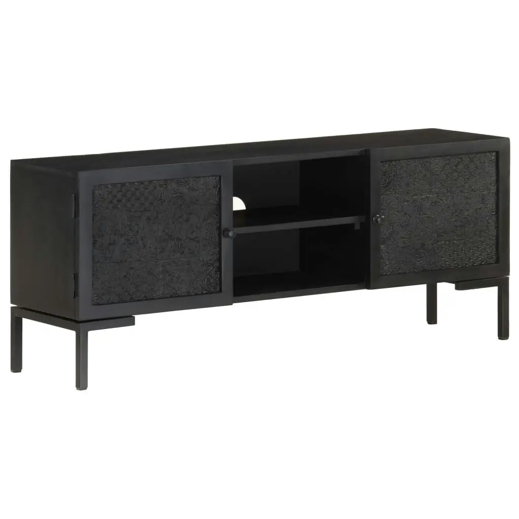 TV Cabinet Black 115x30x46 cm Solid Mango Wood 323577