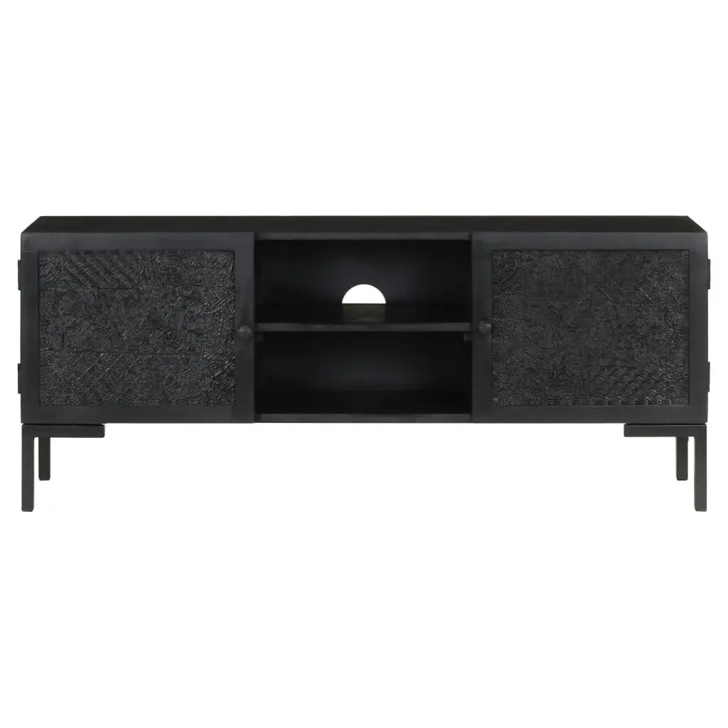 TV Cabinet Black 115x30x46 cm Solid Mango Wood 323577