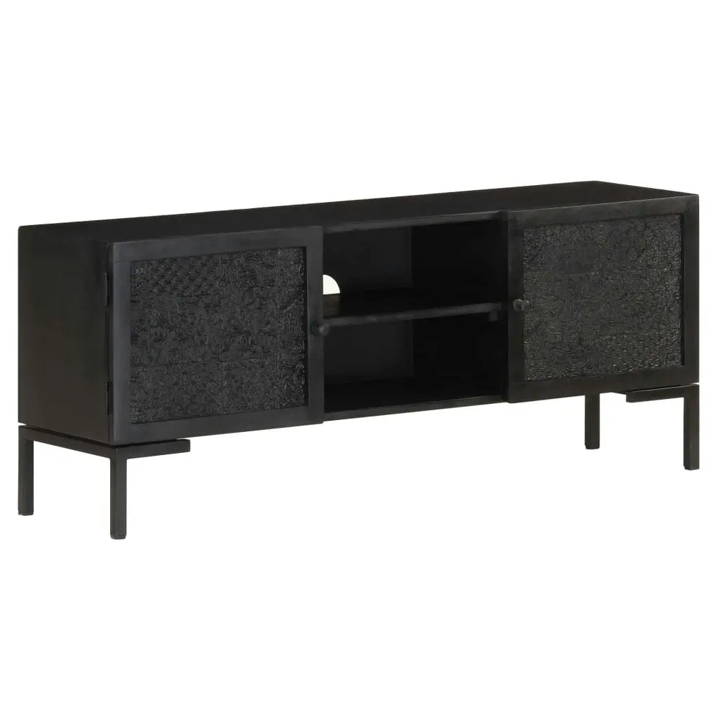 TV Cabinet Black 115x30x46 cm Solid Mango Wood 323577