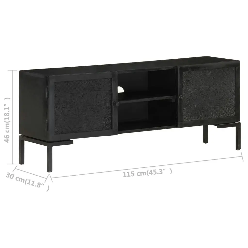 TV Cabinet Black 115x30x46 cm Solid Mango Wood 323577