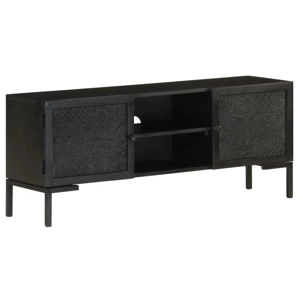 TV Cabinet Black 115x30x46 cm Solid Mango Wood 323577