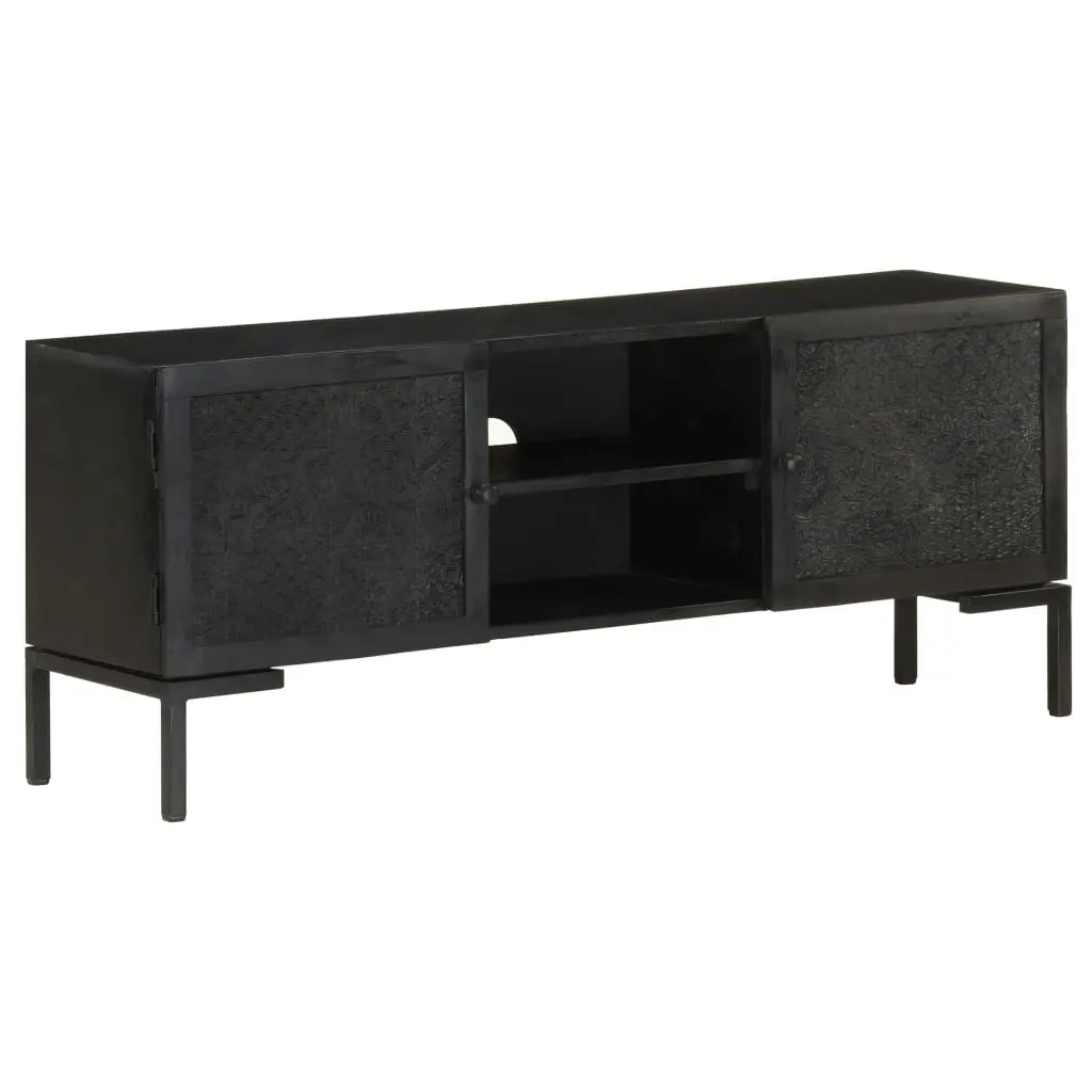 TV Cabinet Black 115x30x46 cm Solid Mango Wood 323577