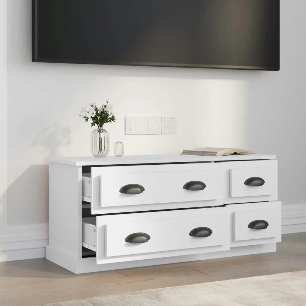 TV Cabinet White 100x35.5x45 cm Engineered Wood 816448