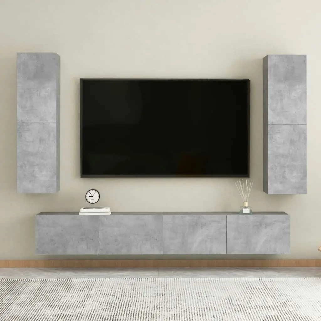 TV Cabinets 2 pcs Concrete Grey 30.5x30x110 cm Engineered Wood 803371