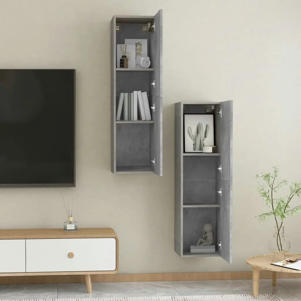 TV Cabinets 2 pcs Concrete Grey 30.5x30x110 cm Engineered Wood 803371