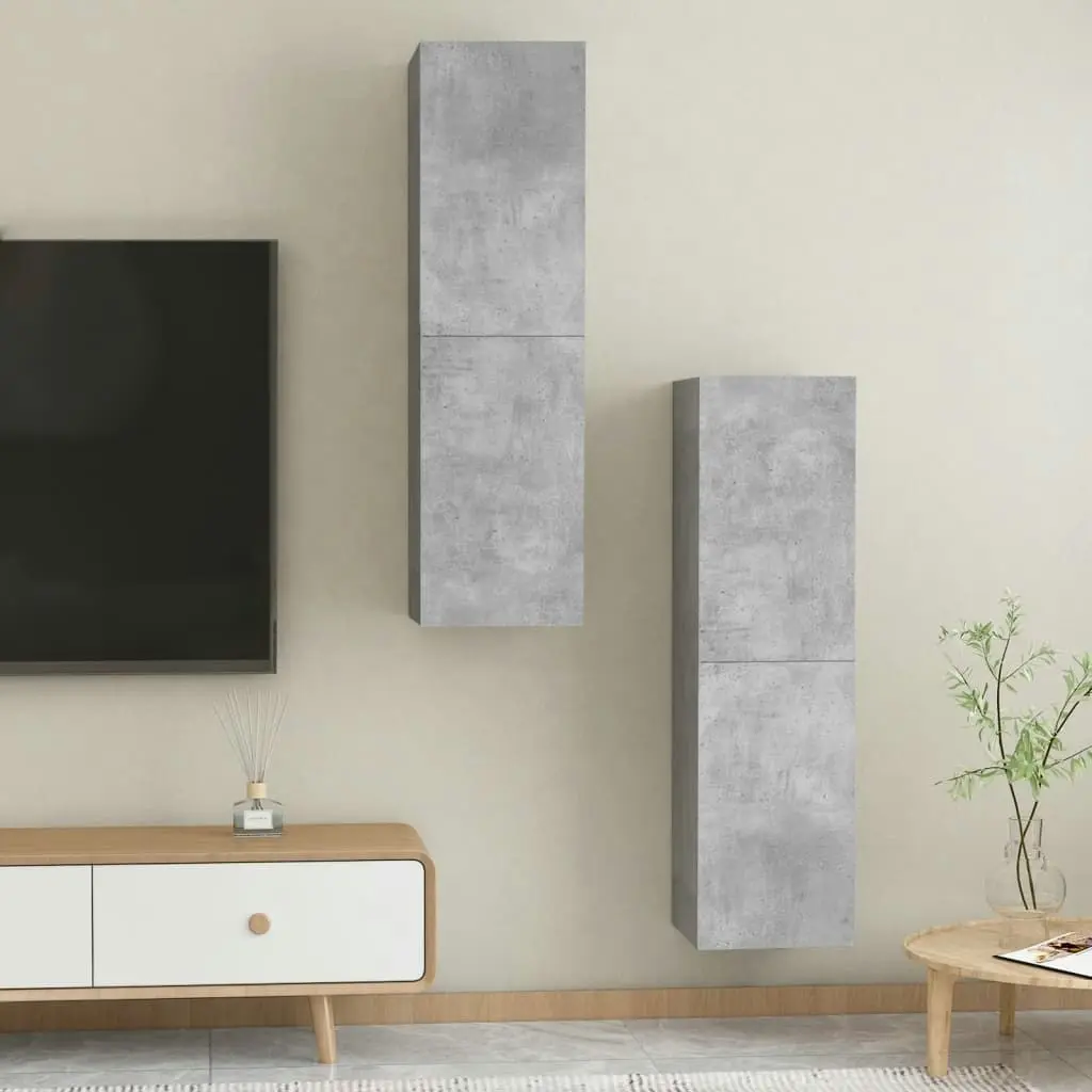 TV Cabinets 2 pcs Concrete Grey 30.5x30x110 cm Engineered Wood 803371