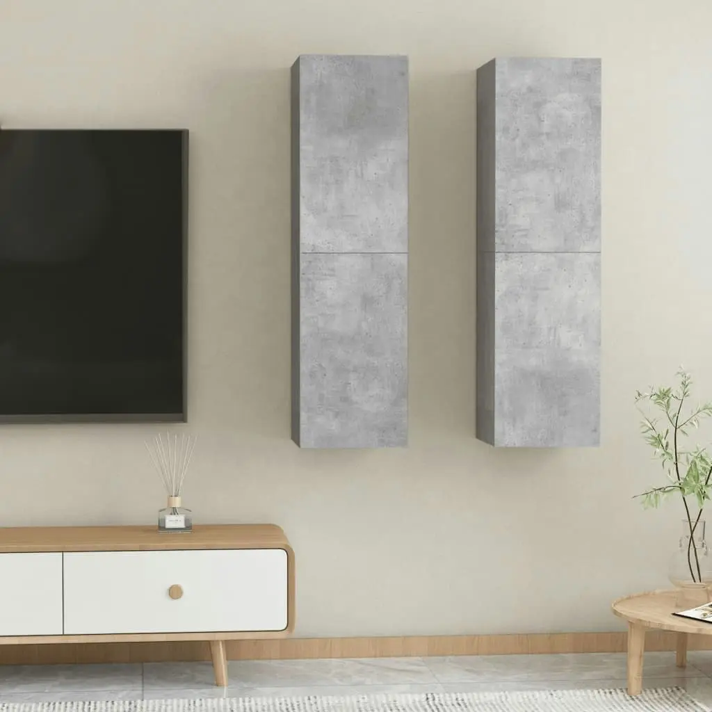 TV Cabinets 2 pcs Concrete Grey 30.5x30x110 cm Engineered Wood 803371