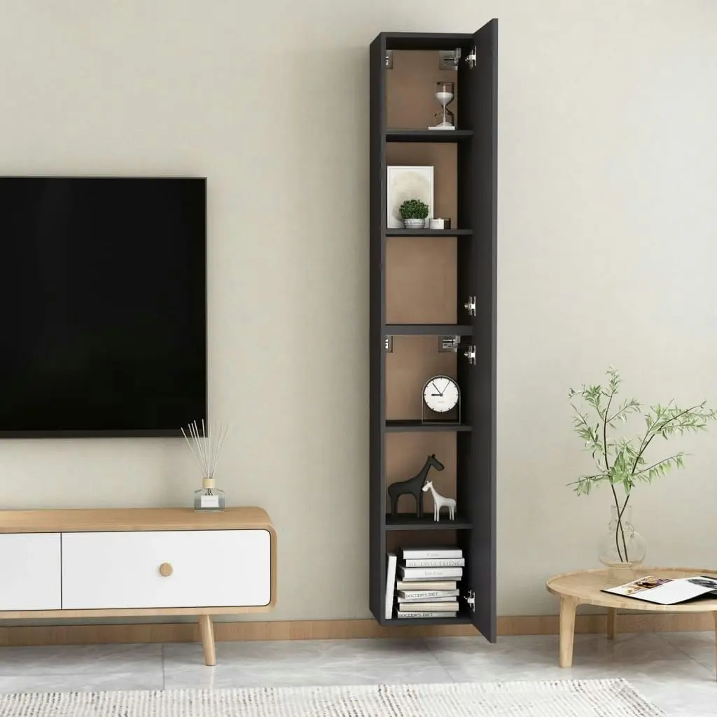 TV Cabinets 2 pcs Grey 30.5x30x90 cm Engineered Wood 803349