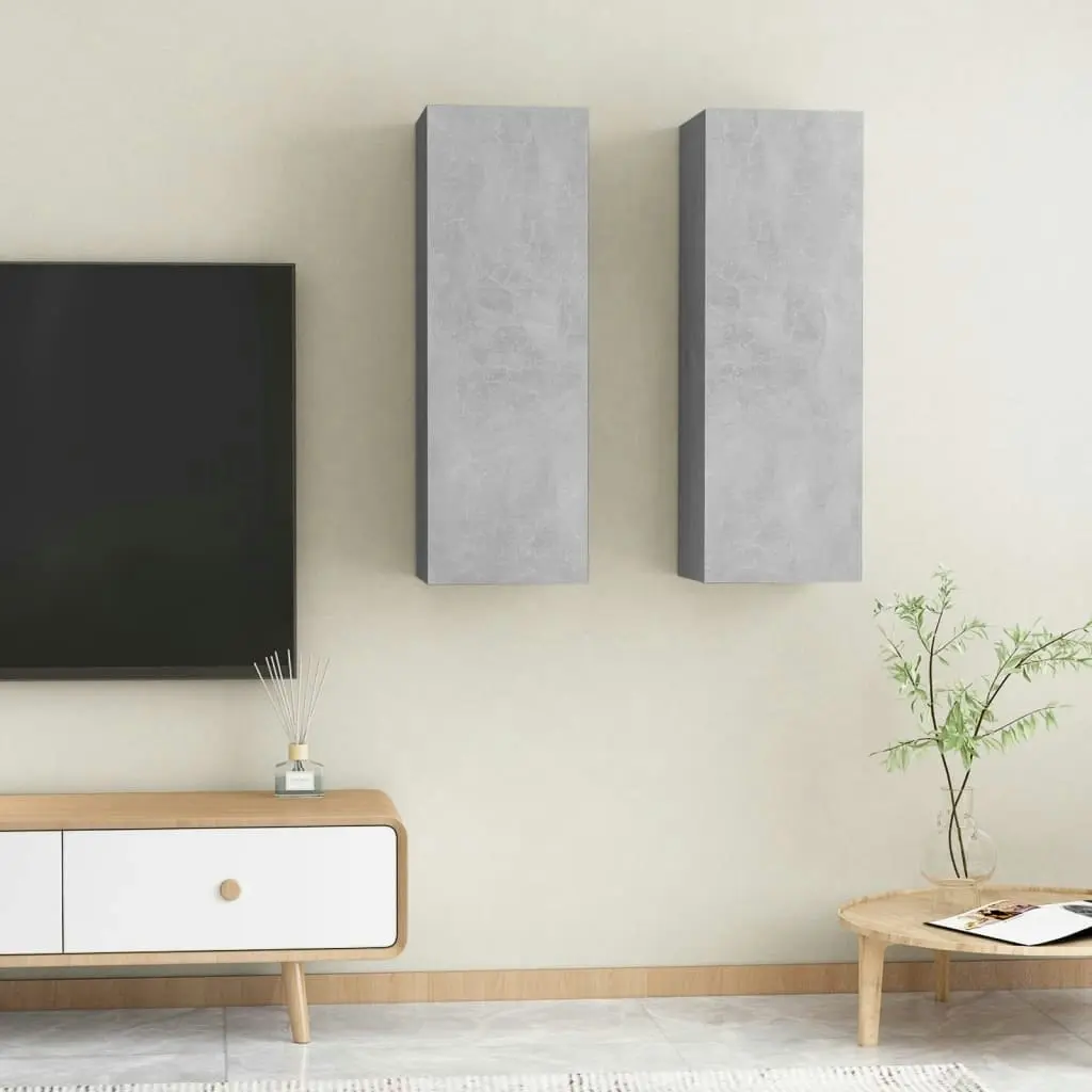 TV Cabinets 2 pcs Concrete Grey 30.5x30x90 cm Engineered Wood 803353