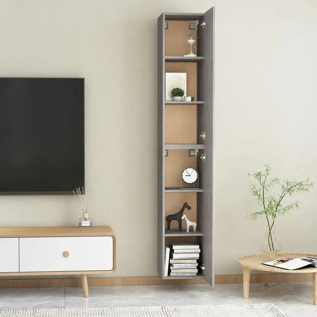 TV Cabinets 2 pcs Concrete Grey 30.5x30x90 cm Engineered Wood 803353