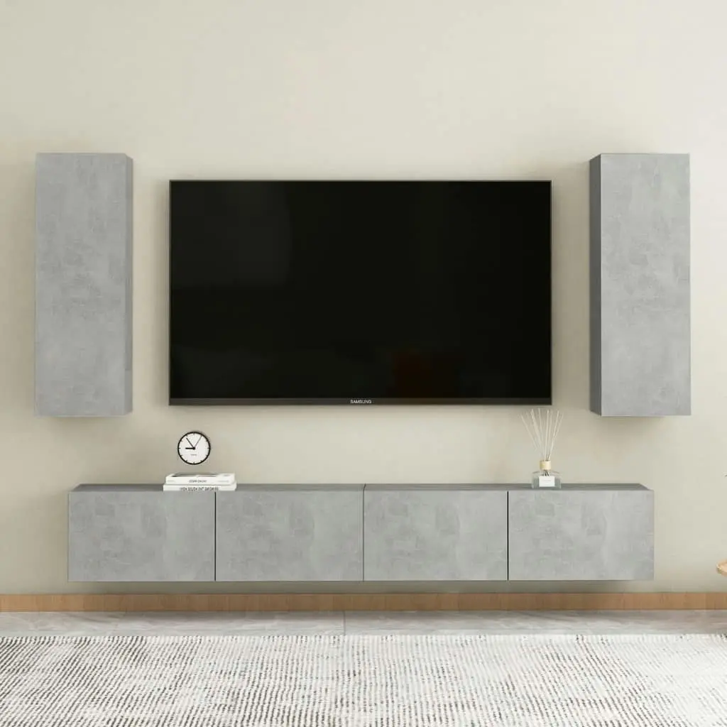 TV Cabinets 2 pcs Concrete Grey 30.5x30x90 cm Engineered Wood 803353