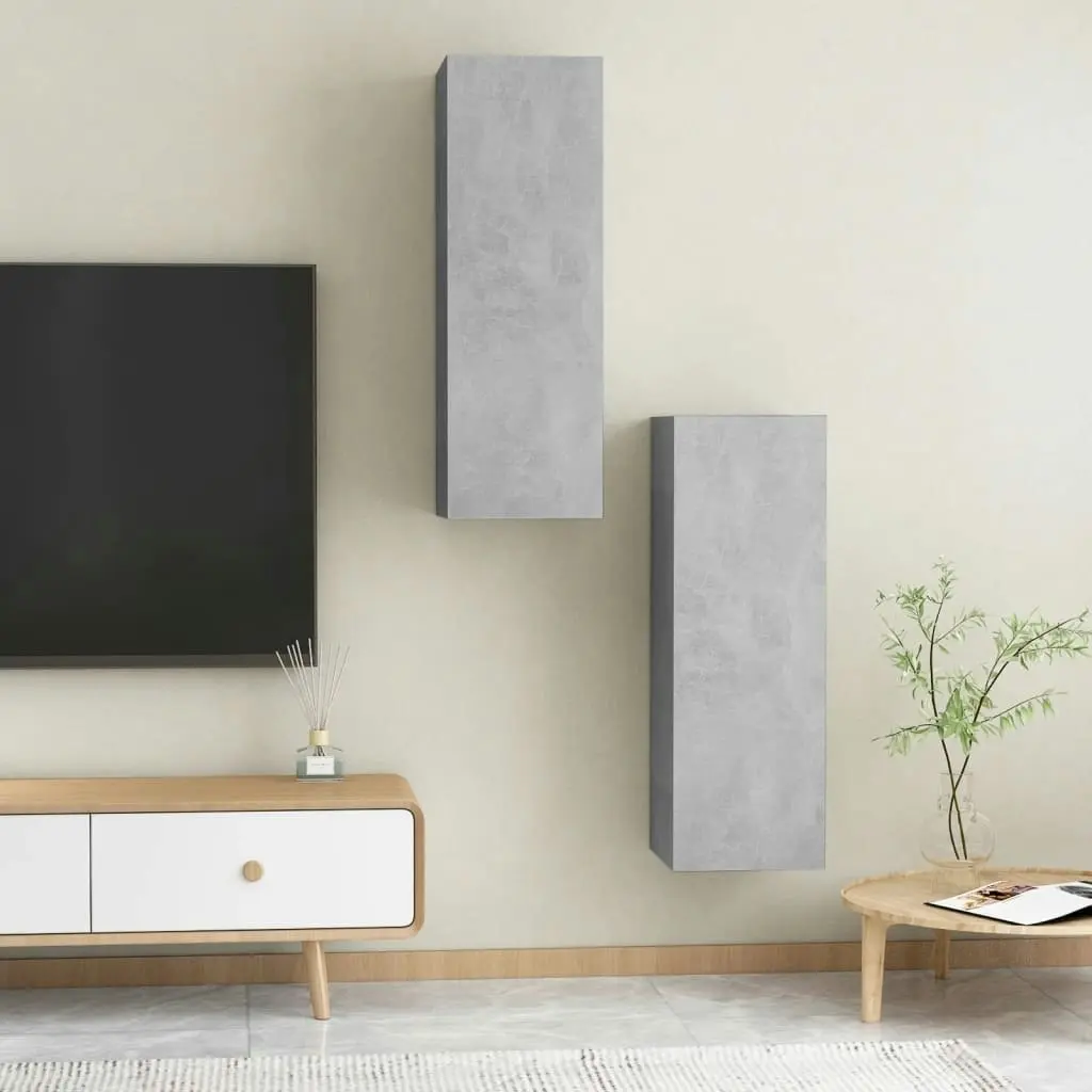 TV Cabinets 2 pcs Concrete Grey 30.5x30x90 cm Engineered Wood 803353