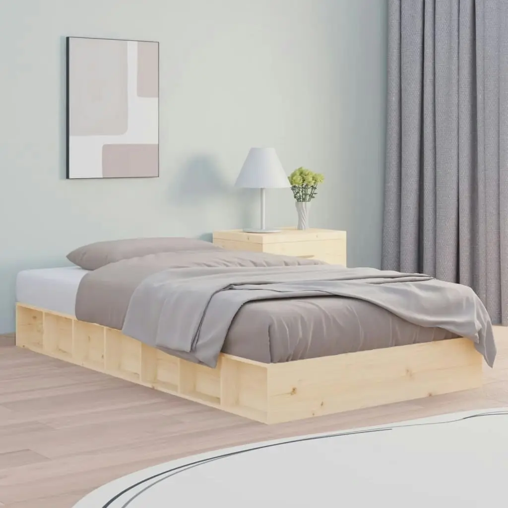 Bed Frame 92x187 cm Single Size Solid Wood 820701