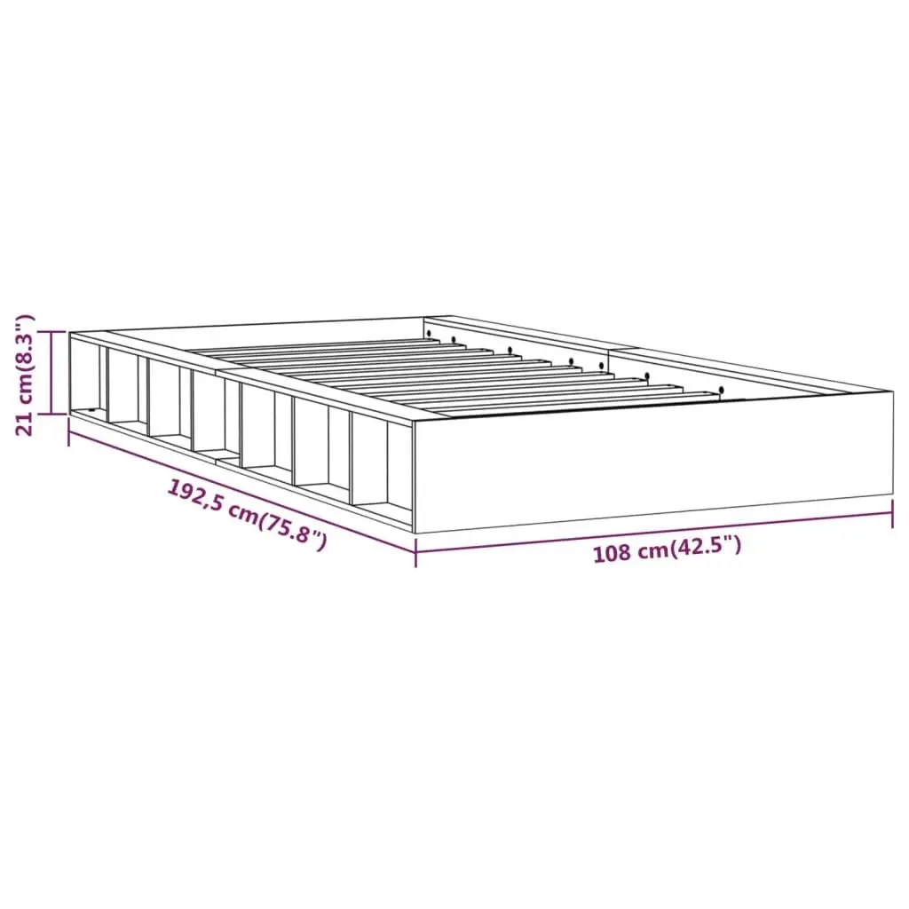 Bed Frame 92x187 cm Single Size Solid Wood 820701