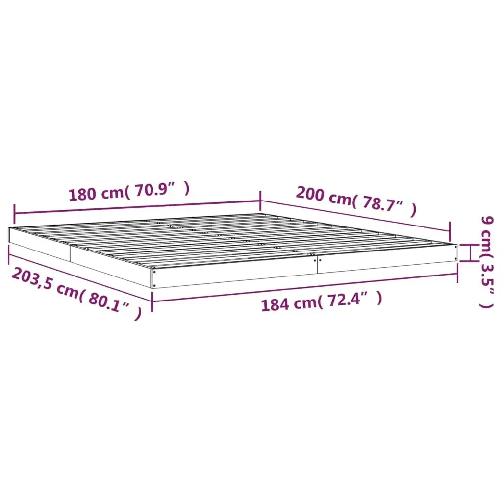 Bed Frame 183x203 cm Solid Wood Pine King Size 823429