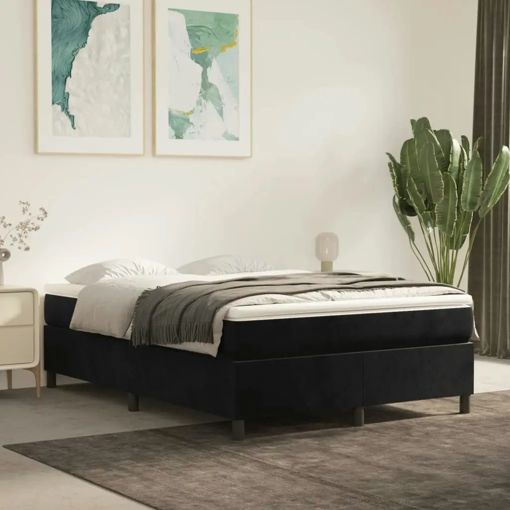 Bed Frame Black 153x203 cm Queen Size Velvet 3121155