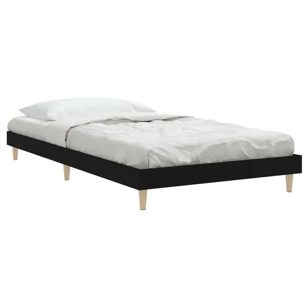 Bed Frame Black 92x187 cm Single Size Engineered Wood 832094