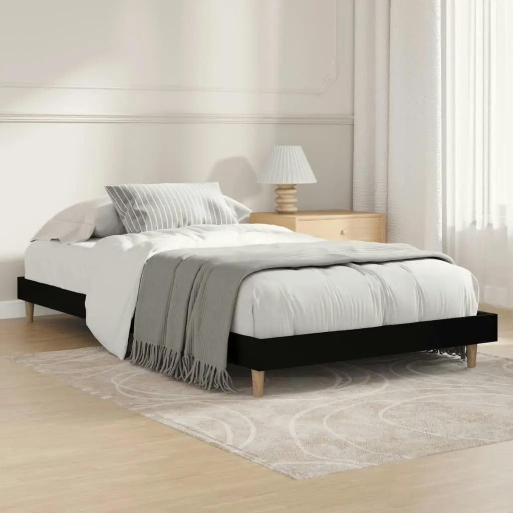 Bed Frame Black 92x187 cm Single Size Engineered Wood 832094