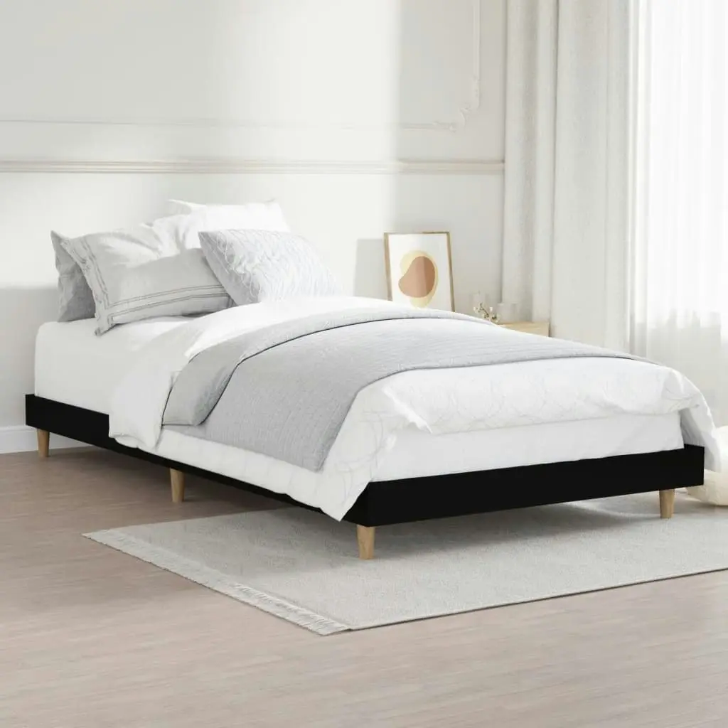 Bed Frame Black 92x187 cm Single Size Engineered Wood 832094