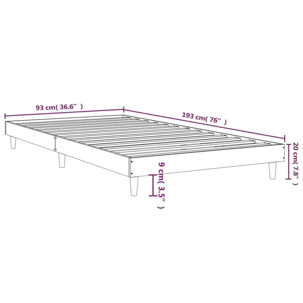 Bed Frame Black 92x187 cm Single Size Engineered Wood 832094