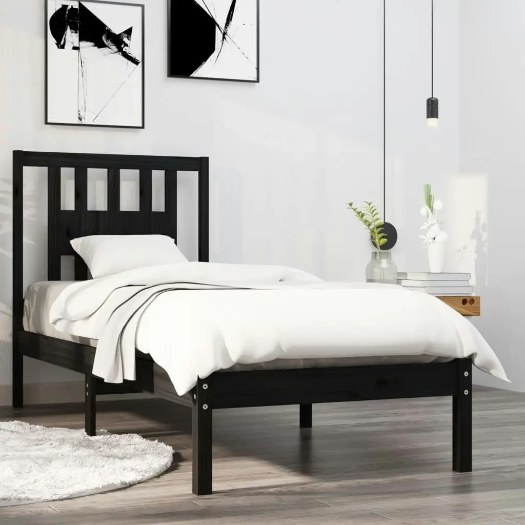 Bed Frame without Mattress Black Solid Wood 90x190 cm 3104032