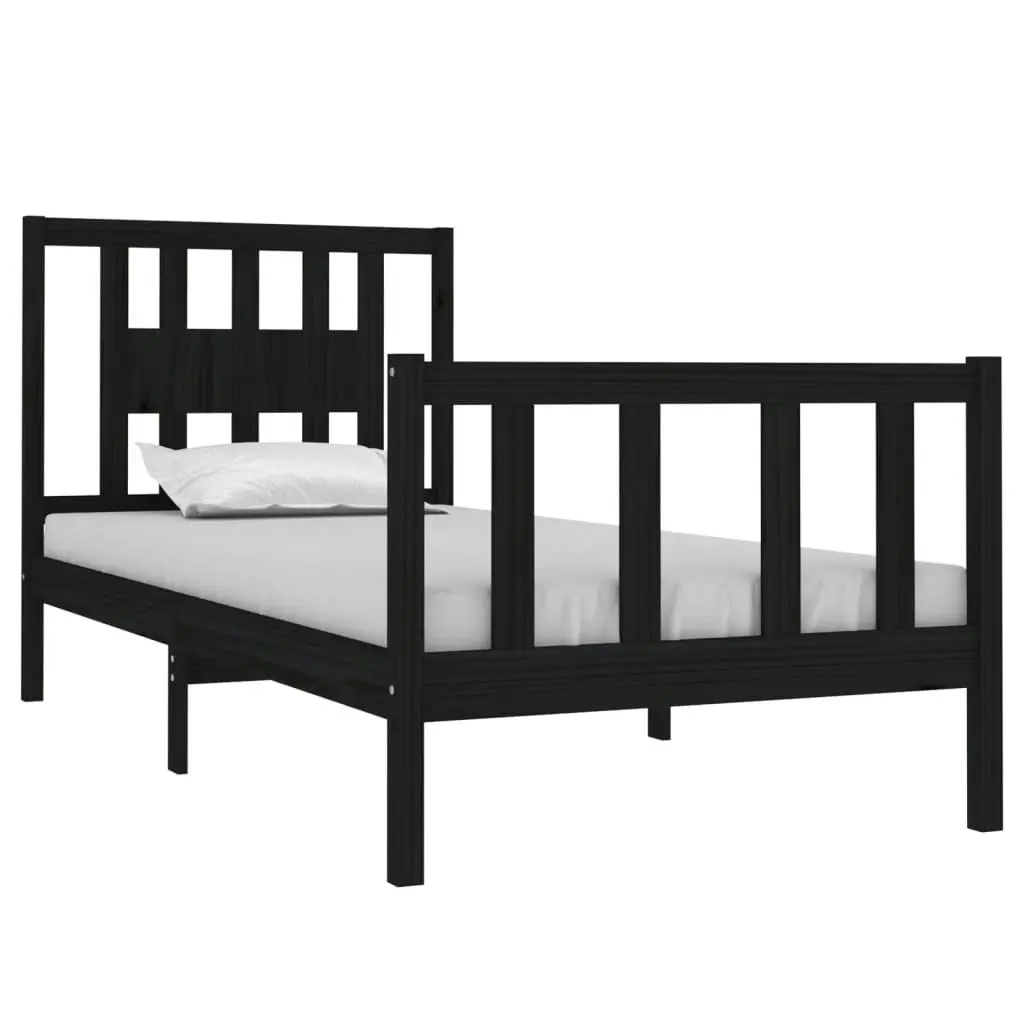 Bed Frame without Mattress Black 90x190 cm Solid Wood 3104097