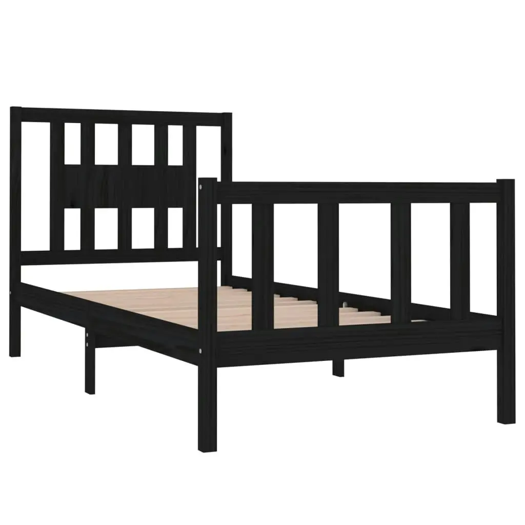 Bed Frame without Mattress Black 90x190 cm Solid Wood 3104097