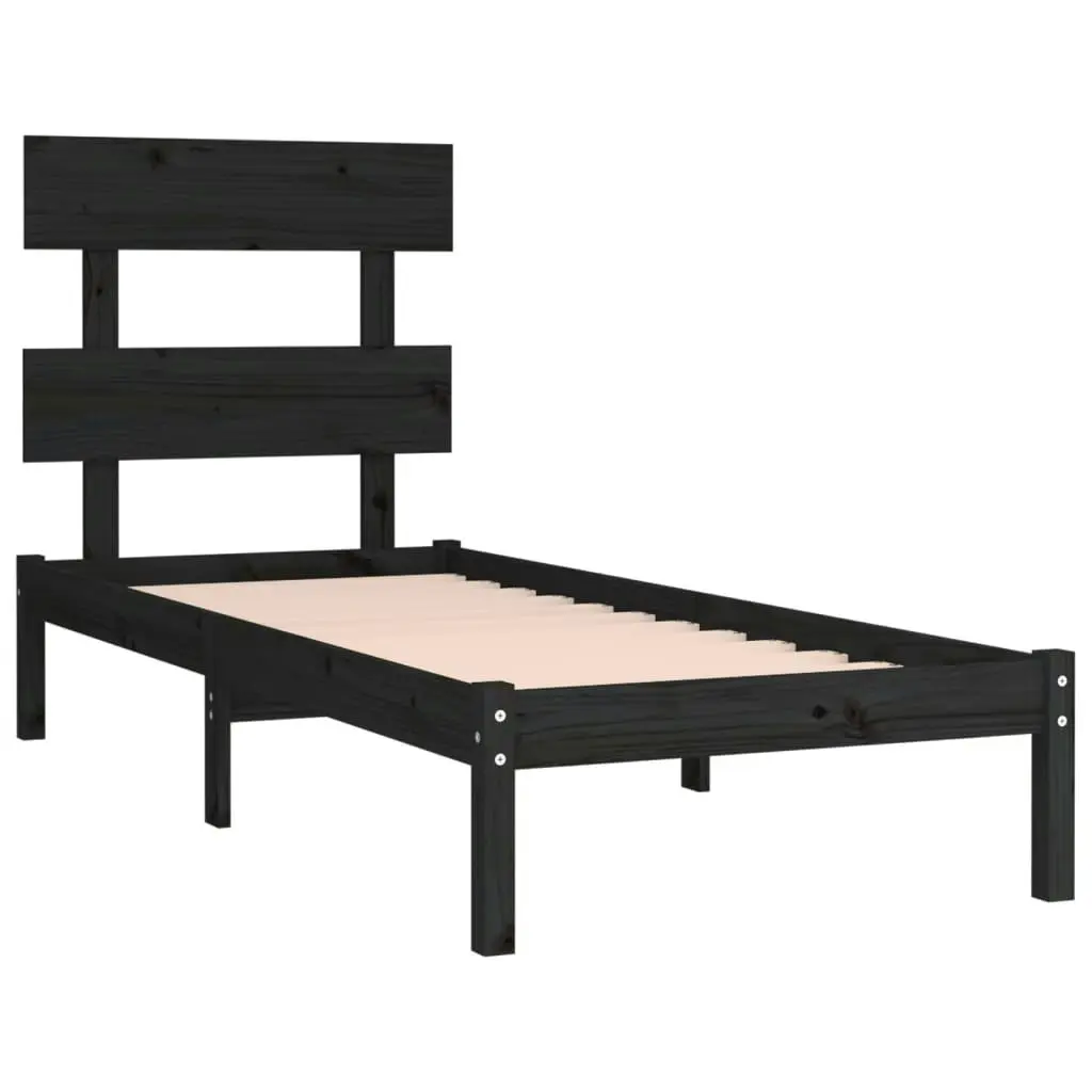 Bed Frame without Mattress Black 90x190 cm Solid Wood 3104642