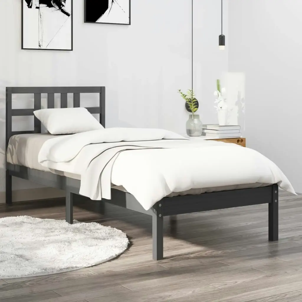 Bed Frame without Mattress Black 90x190 cm Solid Wood 3105374