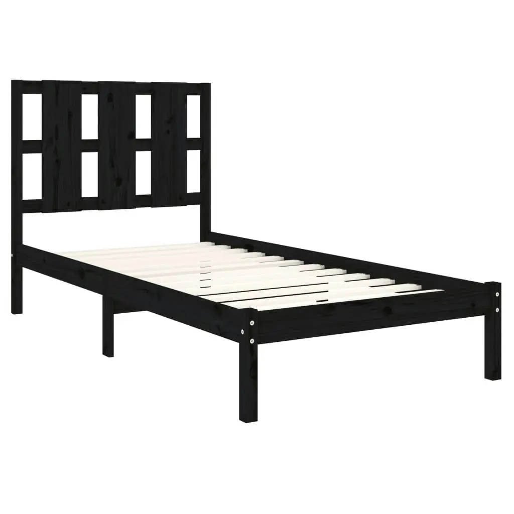 Bed Frame without Mattress Black 90x190 cm Solid Wood 3105569