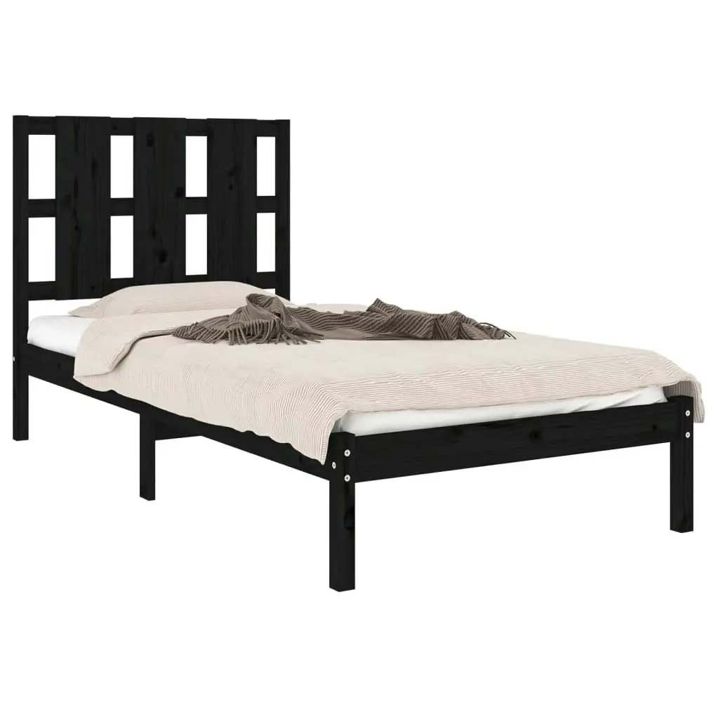 Bed Frame without Mattress Black 90x190 cm Solid Wood 3105569