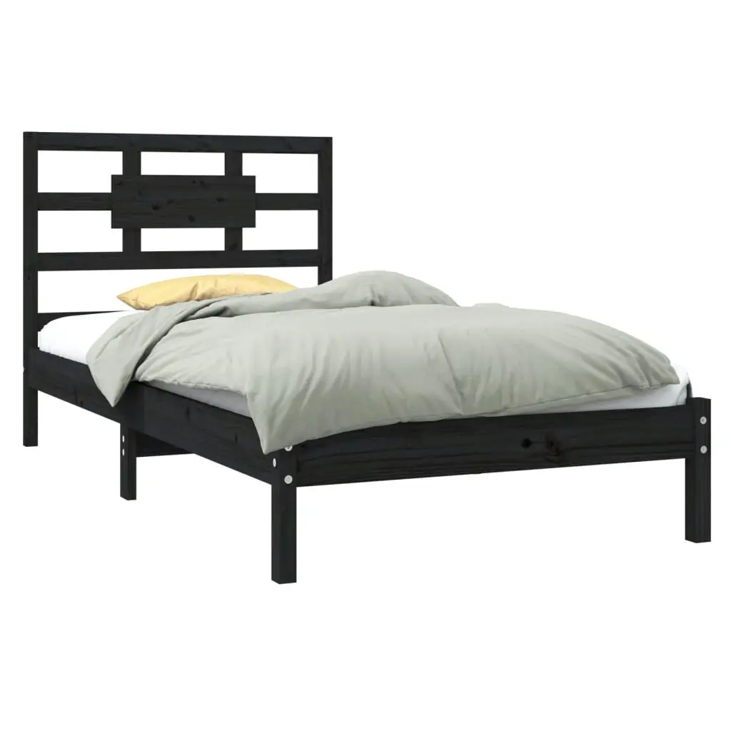 Bed Frame without Mattress Black 90x190 cm Solid Wood 3105634