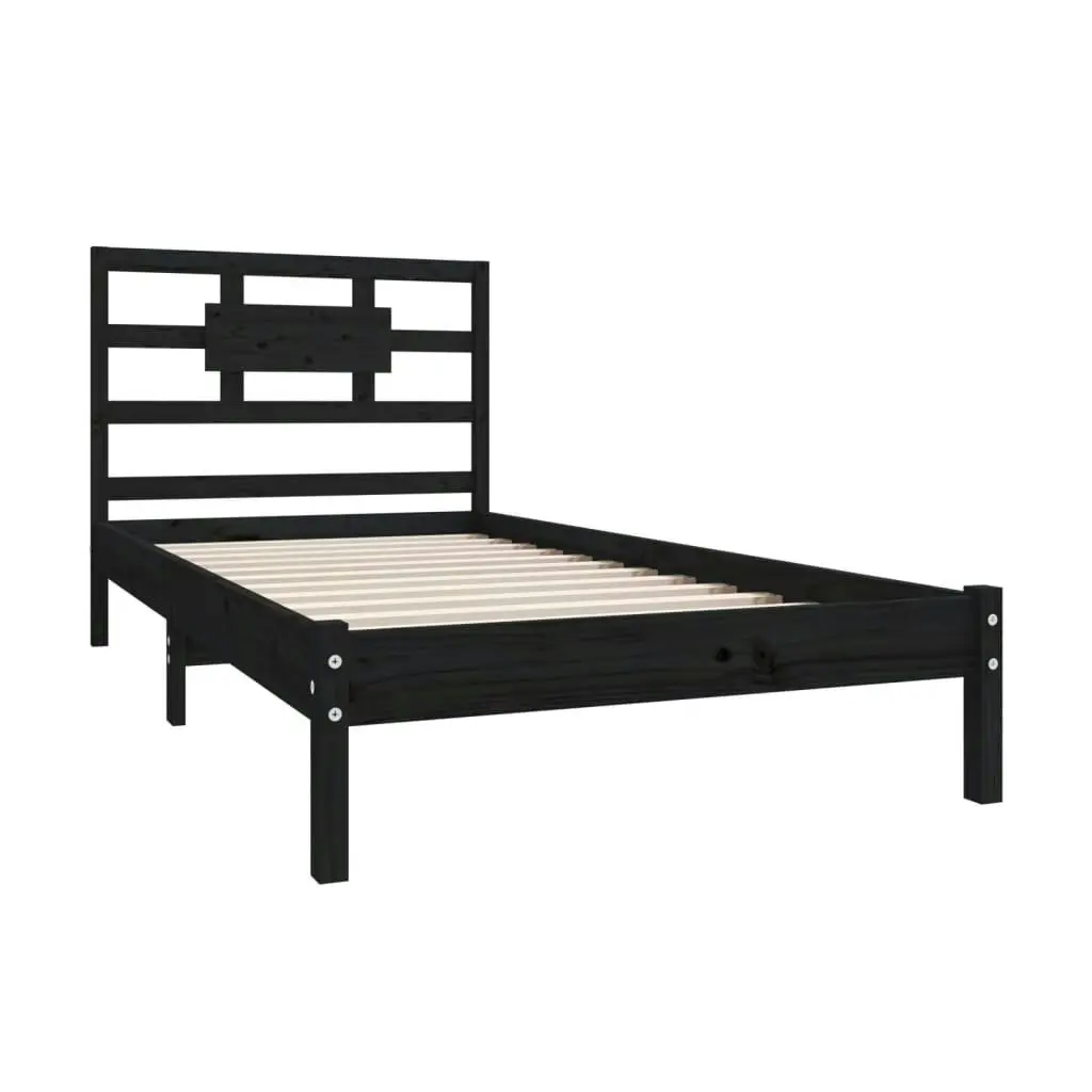 Bed Frame without Mattress Black 90x190 cm Solid Wood 3105634